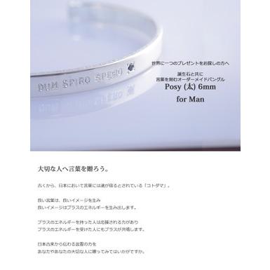 バングル メンズ 名入れ メッセージ 刻印 誕生石 6mm シルバー925 記念