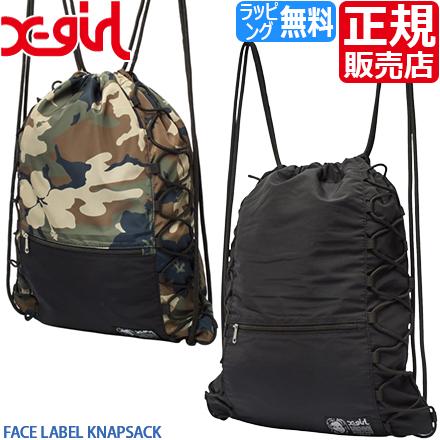 X-girl（エックスガール） ナップサック FACE LABEL KNAPSACK