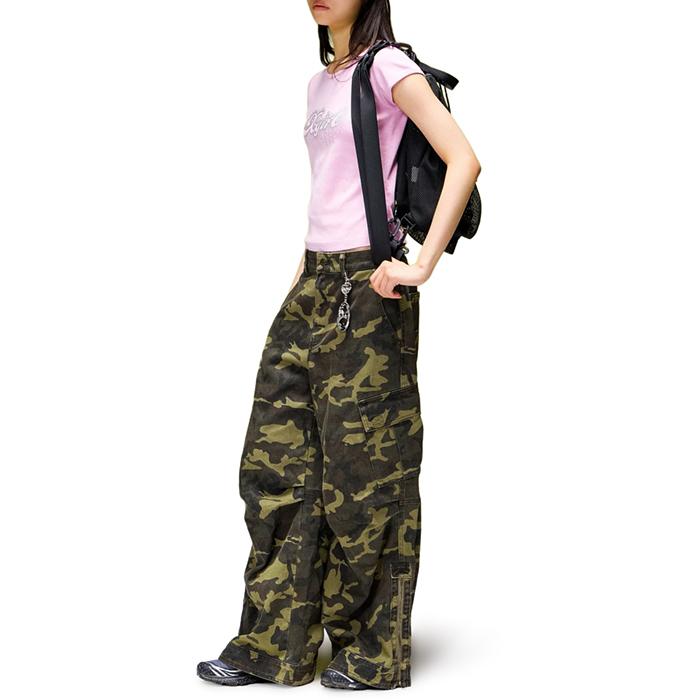 X-girl ナップサック カモフラージュ 迷彩 X-girl（エックスガール） ナップサック FACE LABEL 2WAY MESH
