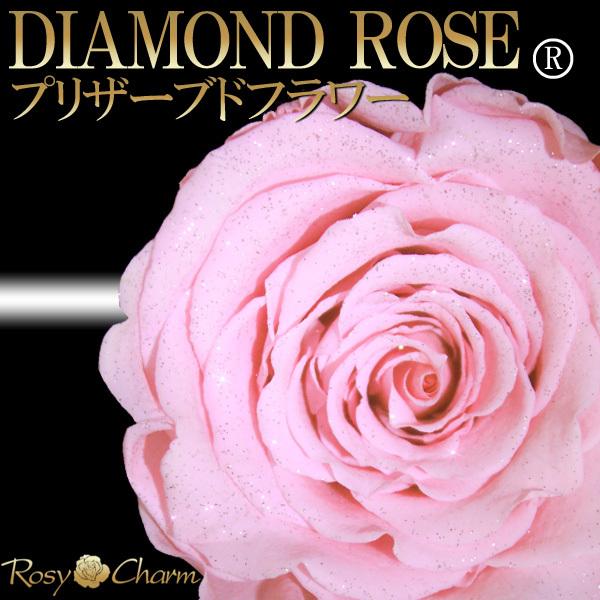 プリザーブドフラワー　ダイヤモンドローズドーム　ピンク ガラスドーム ダイヤモンドローズ 1本 プリザーブドフラワー 薔薇 誕生