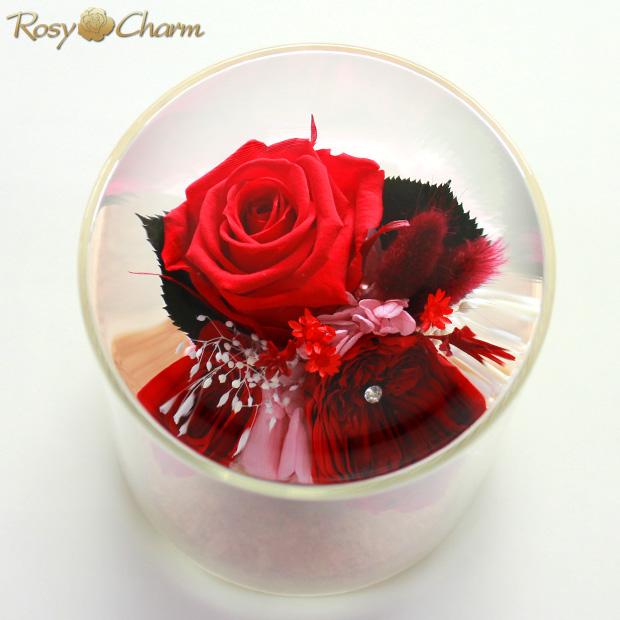 プリザーブドフラワー バラ レッドローズ 薔薇 ガラスドーム プレゼント プリザーブドフラワー ガラスドーム 赤いバラ 3輪 誕生日 プレゼント