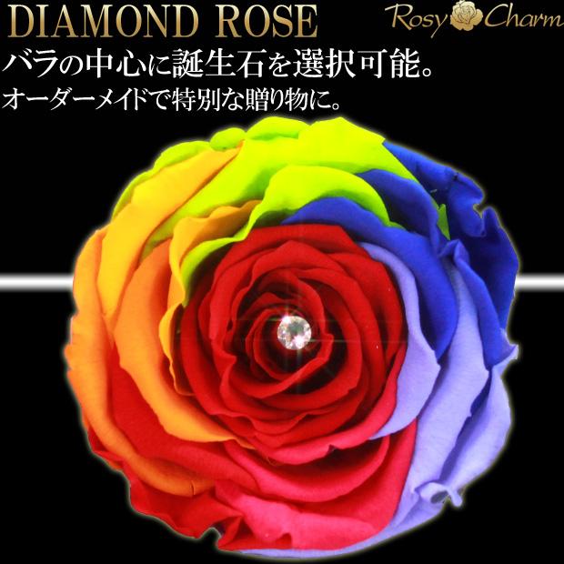 ガラスドーム ハート レインボーローズ プリザーブドフラワー バラ
