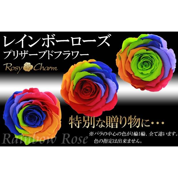 ガラスドーム ハート レインボーローズ プリザーブドフラワー バラ