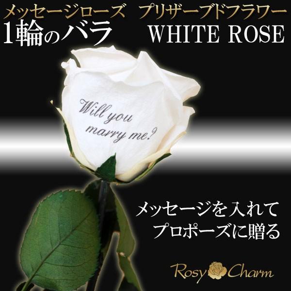 メッセージローズ プリザーブドフラワー 白いバラ 1本 誕生日