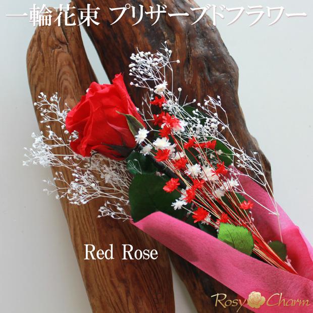 一輪 花束 バラ プリザーブドフラワー 【中輪】 ドライフラワー 薔薇