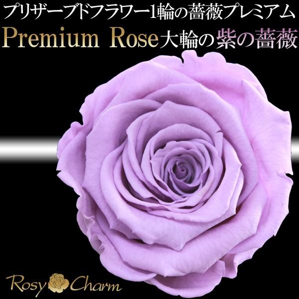 紫の薔薇 1本 プレミアムローズ プリザーブドフラワー  結婚記念日 誕生日 プレゼント プロポーズ 紫色 薔薇 花束 1輪 箱入り 枯れない花 おしゃれ ギフト｜rosycharm｜02