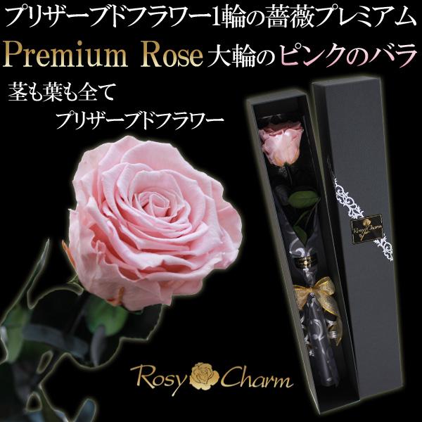 大輪 ピンクのバラ 1本 プレミアムローズ プリザーブドフラワー 大輪 ピンクのバラ 1本 プレミアムローズ プリザーブドフラワー
