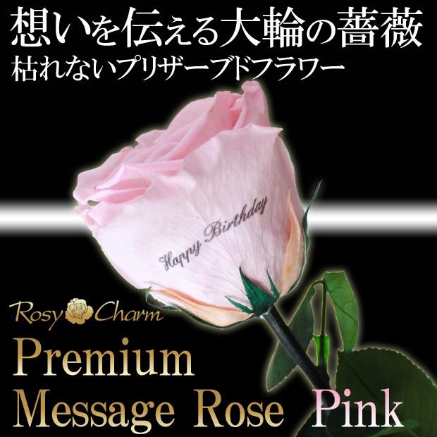 大輪 バラ【プレミアム】 メッセージローズ プリザーブドフラワー ピンクのバラ 1本 プロポーズ 誕生日 プレゼント 結婚 記念日 贈り物 一輪 枯れない 花束