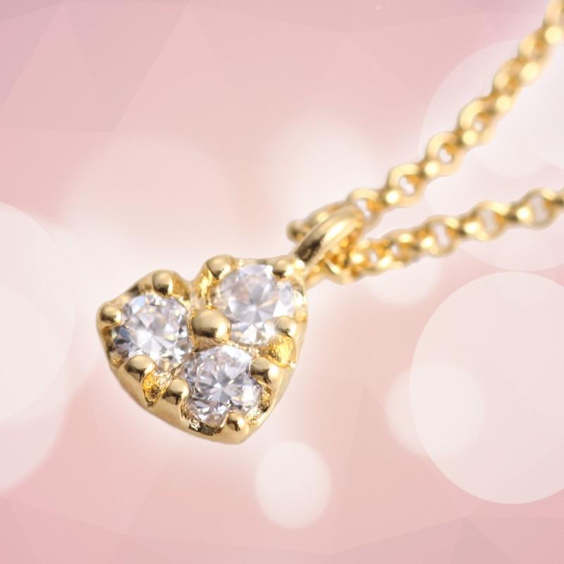ネックレス レディースアクセサリー K18GP イエローゴールド パヴェハート ペンダント 誕生日 プレゼント レディースジュエリー ネックレス  母の日 | 