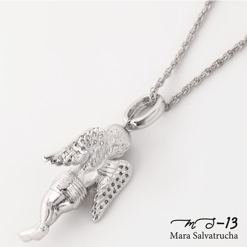 ホワイトゴールドエンジェルのチャーム MS-13】K18GP エンジェル チャーム M ホワイトゴールド チェーンセット