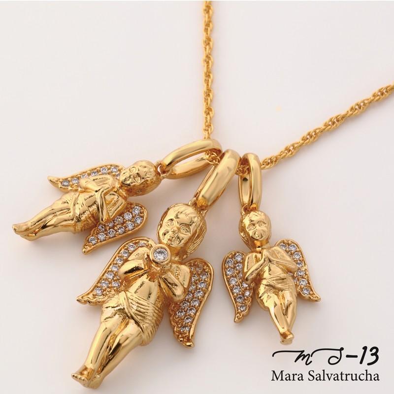 MS-13】K18GP エンジェル チャーム トリプルセット チェーン付き 天使