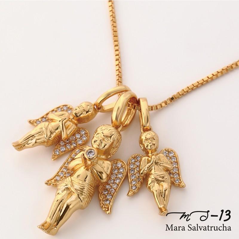 MS-13】K18GP エンジェル チャーム トリプルセット チェーン付き 天使