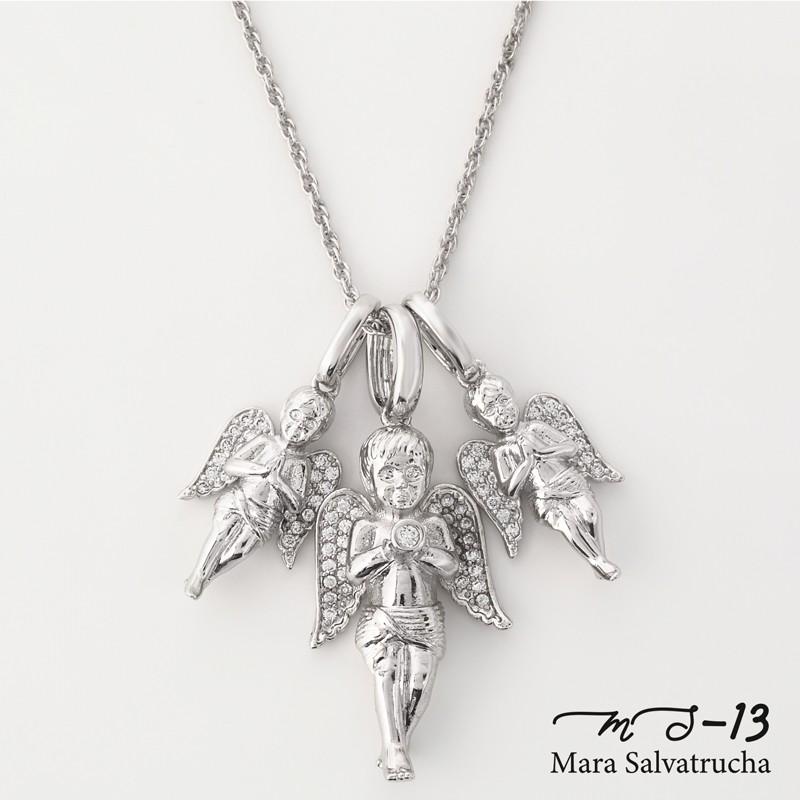 ネックレス メンズアクセサリー K18WGGP エンジェル チャーム トリプル