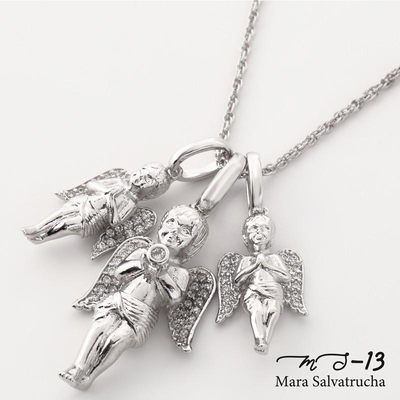ネックレス メンズアクセサリー K18WGGP エンジェル チャーム トリプル