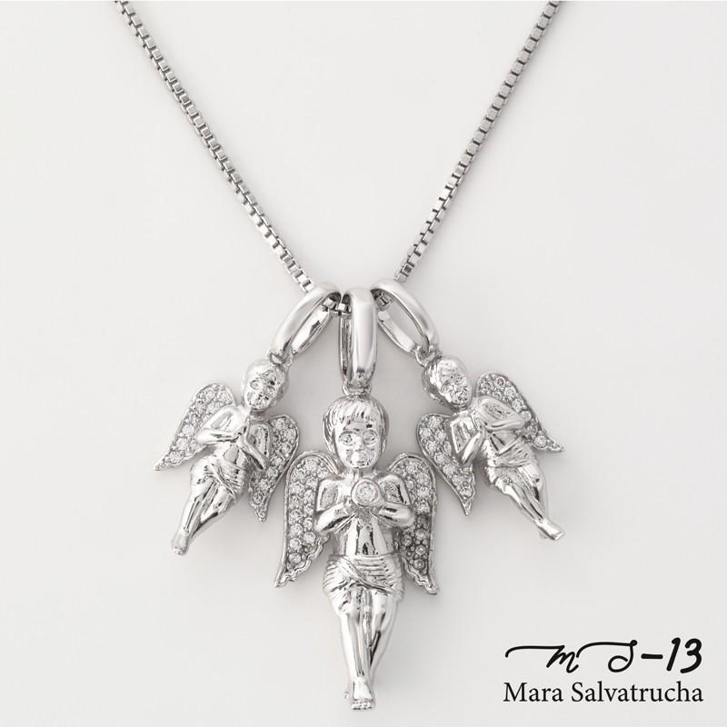 ネックレス メンズアクセサリー K18WGGP エンジェル チャーム トリプル