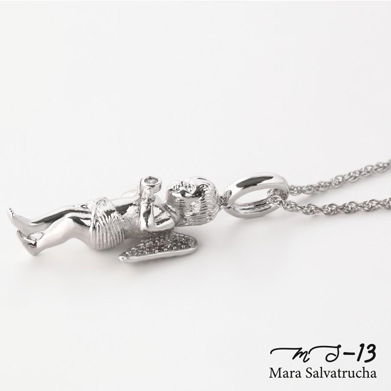 k18金ホワイトゴールド、天使ペンダント コイン ペンダント エンジェル 天使の羽 コインペンダントトップ