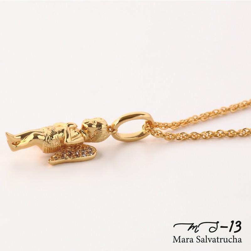 MS-13】K18GP エンジェル チャーム S ゴールド 天使 幸運 ネックレス