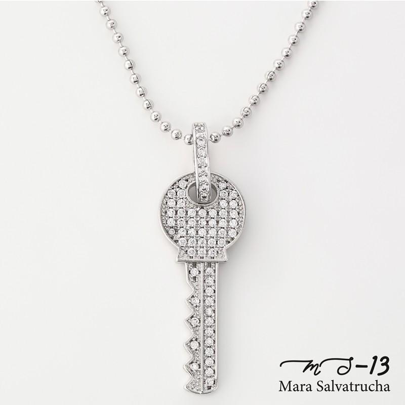 ネックレス メンズアクセサリー K18GP パヴェ キー ホワイトゴールド MS-13 チェーン付き 18Kゴールド 金 おしゃれ かわいい ペンダント ギフト | 