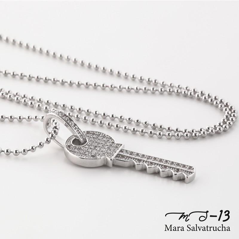 【MS-13】K18GP パヴェ キー ネックレス ホワイトゴールド MS-13】K18GP パヴェ キー ネックレス ゴールド（ホワイト