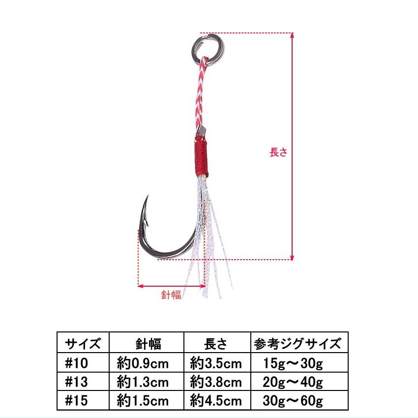 ダブルアシストフック 20本セット メール便送料無料 #10 #13 #15 伊勢