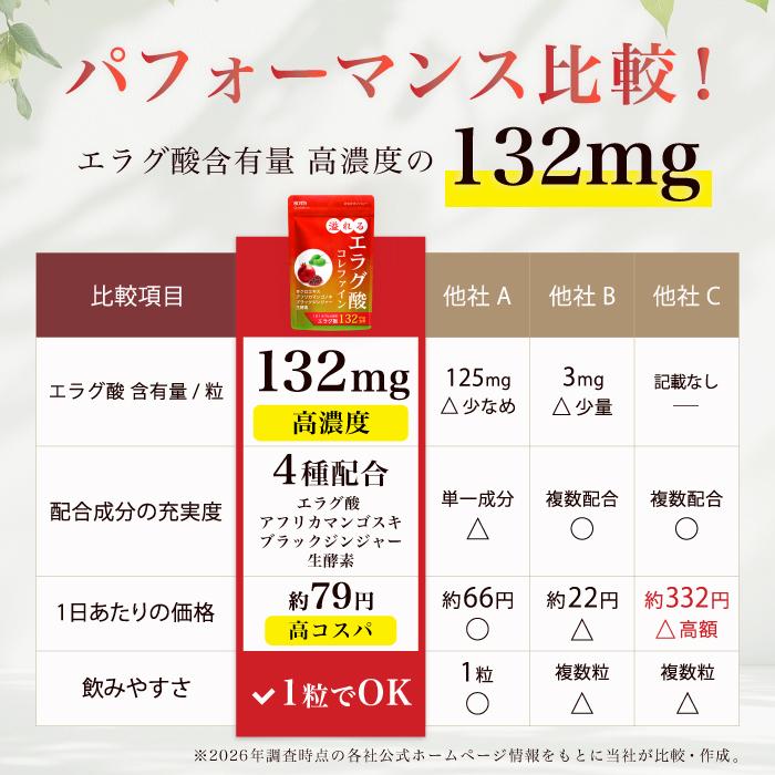 ROTTS エラグ酸 サプリ 132mg 高配合 溢れるエラグ酸 コレファイン（30