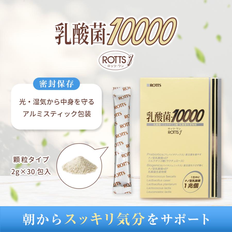 乳酸菌10000 ROTTS-1 （2g×30包） ナノ型乳酸菌 微粒子乳酸菌 ミルクオリゴ糖 ラクチュロース 乳酸菌生産物質 シトルリン イヌリン 顆粒 サプリメント ロッツ | ROTTS | 06