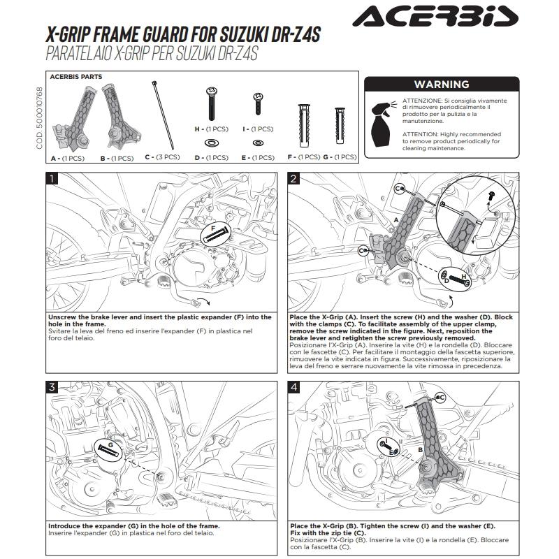 ACERBIS（アチェルビス） ACERBIS AC-27768BK X-GRIP FRAME PROTECTOR