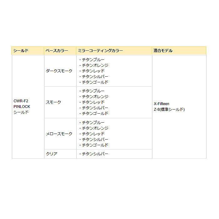 谷尾商会 T'S(ティーズ) ミラーシールド SHOEI CWR-F2 PINLOCK