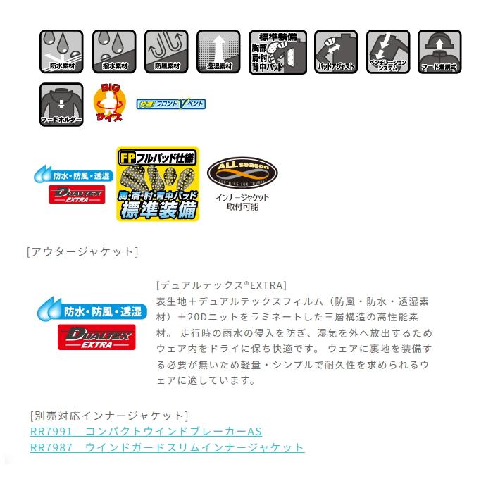 ラフアンドロード RR7247 デュアルテックスストームパーカーFP (ブラック) 防水 防風 透湿 オールシーズン バイクジャケット フルプロテクター ラフ＆ロード_13