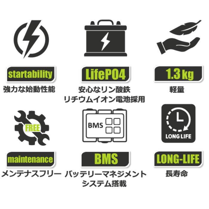 パワーワンストップ SC03-LFP 二輪車始動用リチウムイオンバッテリー