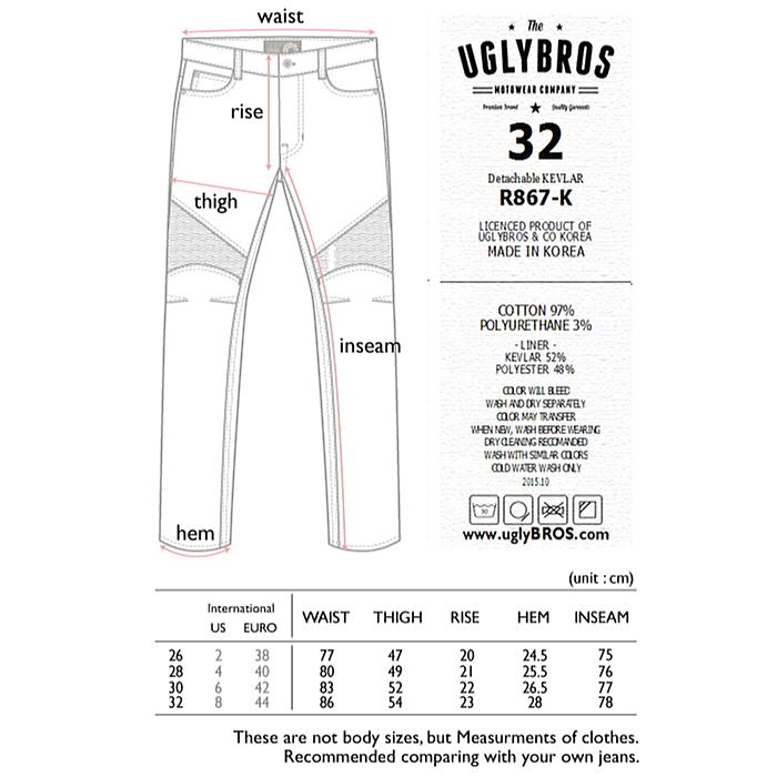 処分特価 uglyBROS UB1013 アグリブロス MOTOPANTS R867-K (Women's) バイク デニム 女性用 ライディングパンツ_5