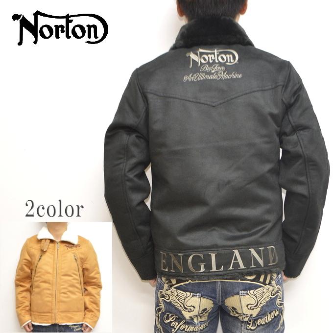人気絶頂 ノートン Norton 服 アパレル 3n1701 袖エンボスフェイクムートン ジャケット ロゴ バイク バイカー 刺繍 プリント メンズ アウター 想像を超えての Www Muslimaidusa Org