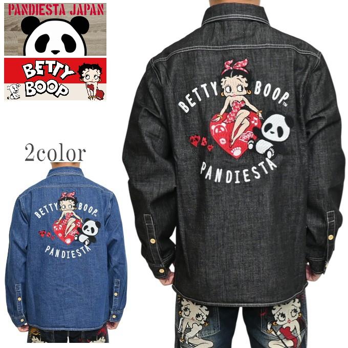 パンディエスタ ジャパン ベティブープ 516601 デニムシャツ 長袖シャツ ハート ベティちゃん PANDIESTA JAPAN メンズ | PANDIESTA