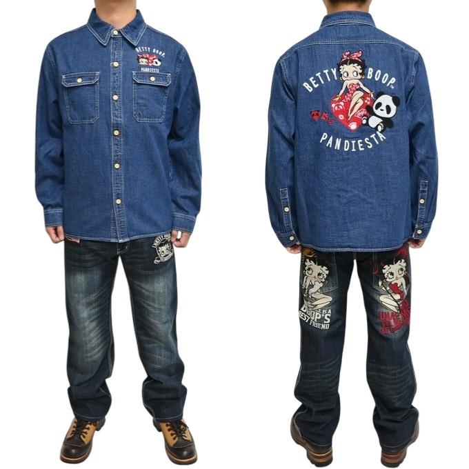 パンディエスタ ジャパン ベティブープ 516601 デニムシャツ 長袖シャツ ハート ベティちゃん PANDIESTA JAPAN メンズ | PANDIESTA | 08