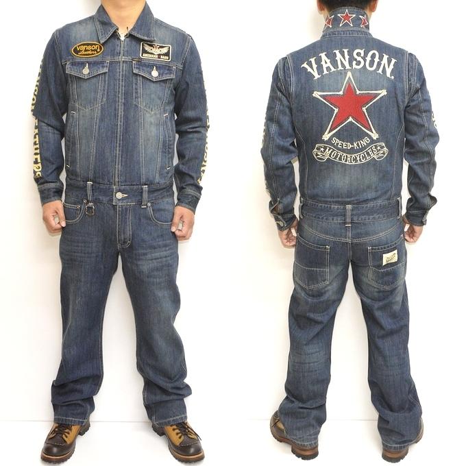新品 VANSON 別注 完売 限定 オールインワン つなぎ S VANSON 当店別注 バンソン ABVA-2009 デニム オールインワン