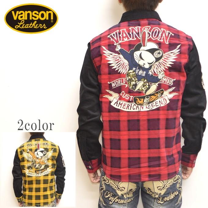 VANSON バンソン&times;クローズ WORST CRV-932 細コールチェック柄シャツ 長袖シャツ T.F.O.A 武装戦線 メンズ トップス