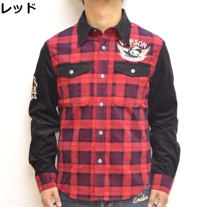 VANSON バンソン&times;クローズ WORST CRV-932 細コールチェック柄シャツ 長袖シャツ T.F.O.A 武装戦線 メンズ トップス