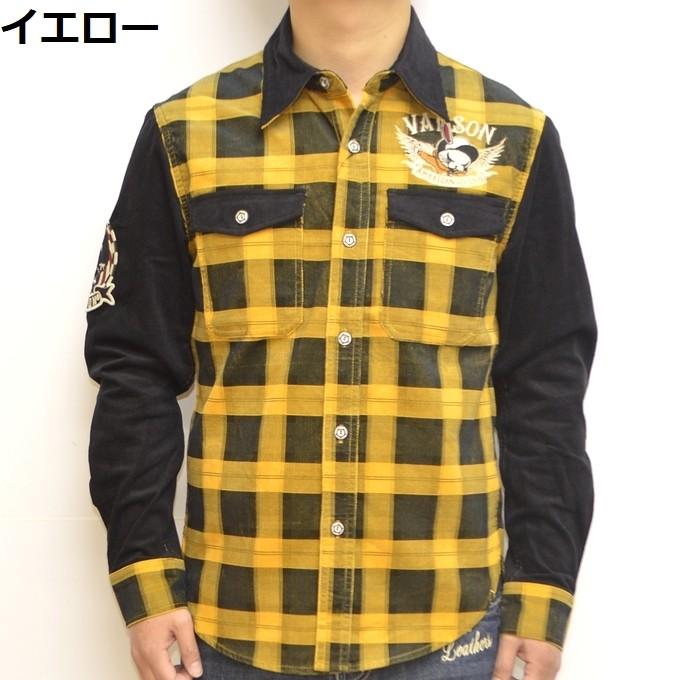 VANSON バンソン&times;クローズ WORST CRV-932 細コールチェック柄シャツ 長袖シャツ T.F.O.A 武装戦線 メンズ トップス