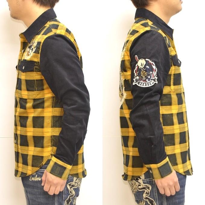 VANSON バンソン&times;クローズ WORST CRV-932 細コールチェック柄シャツ 長袖シャツ T.F.O.A 武装戦線 メンズ トップス