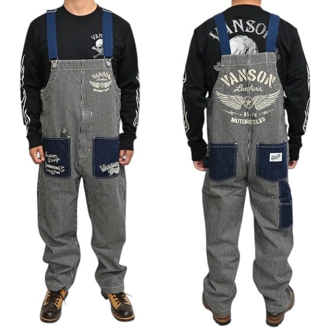 バンソン VANSON NVAO-2501 デニム オーバーオール サロペット フライングスター バイカー メンズ_10