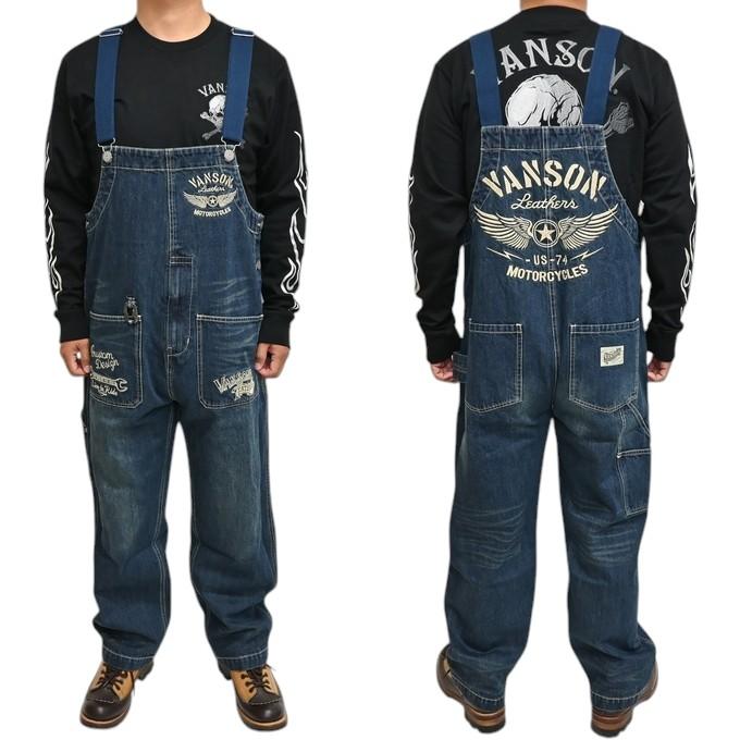 バンソン VANSON NVAO-2501 デニム オーバーオール サロペット フライングスター バイカー メンズ_9
