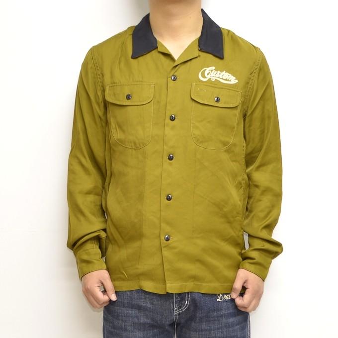 VANSON / 長袖シャツ/S/レーヨン/BRW/無地/NVSL-811 VANSON（バンソン） VANSON NVSL-811 長袖 シャツ オリーブ色 レーヨン