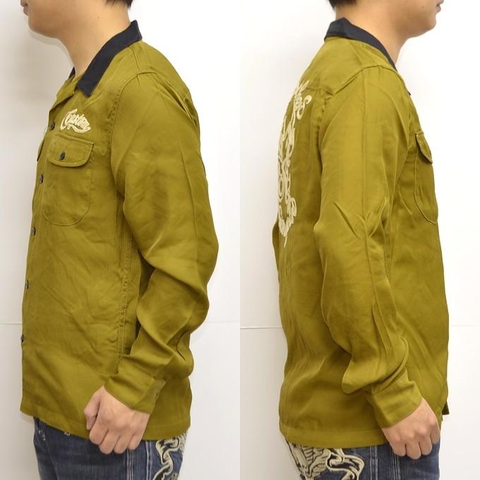 VANSON / 長袖シャツ/S/レーヨン/BRW/無地/NVSL-811 VANSON（バンソン） VANSON NVSL-811 長袖 シャツ オリーブ色 レーヨン