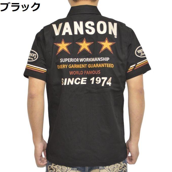 バンソン VANSON NVSS-2403 半袖シャツ ツイル ダブルジップシャツ スリースター バイク バイカー メンズ トップス｜roughriders｜02