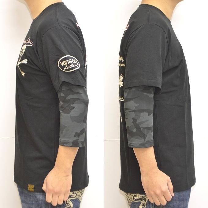 VANSON（バンソン） VANSON NVST-2204 ベア天7分袖Tシャツ フェイク袖