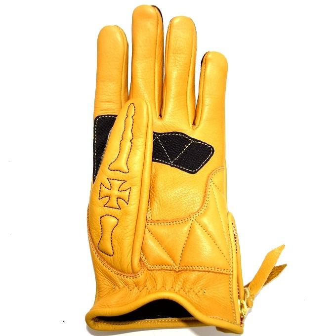 SKULL FLIGHT スカルフライト 3シーズン対応撥水加工オールレザーグローブ BONE GLOVE ボーングローブ キャメル 全10色|roughriders|02