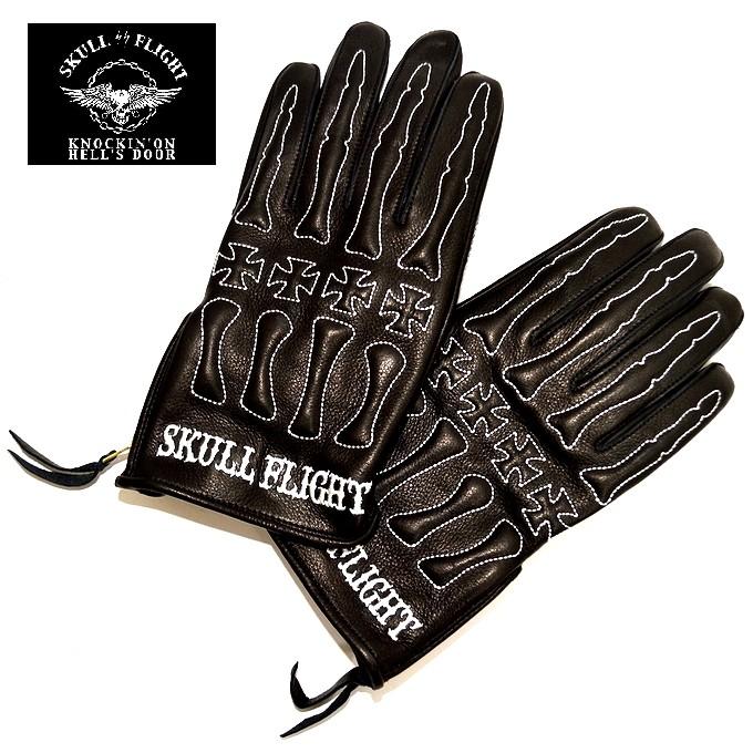 SKULL FLIGHT レザー バイクグローブ