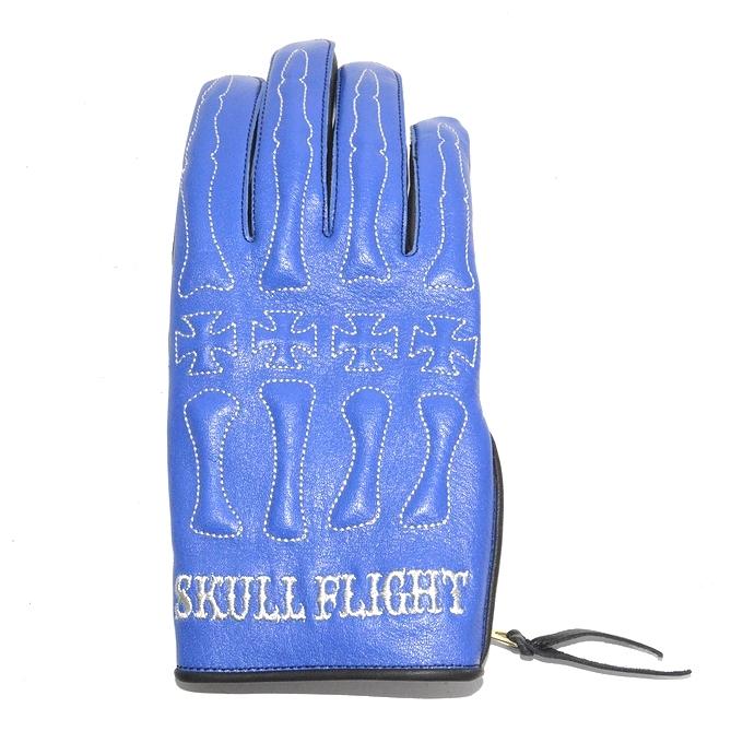 SKULL FLIGHT スカルフライト 3シーズン対応撥水加工オールレザーグローブ オレンジ色 BONE SKULL FLIGHT スカルフライト 3シーズン対応撥水加工オールレザーグローブ オレンジ色 BONE
