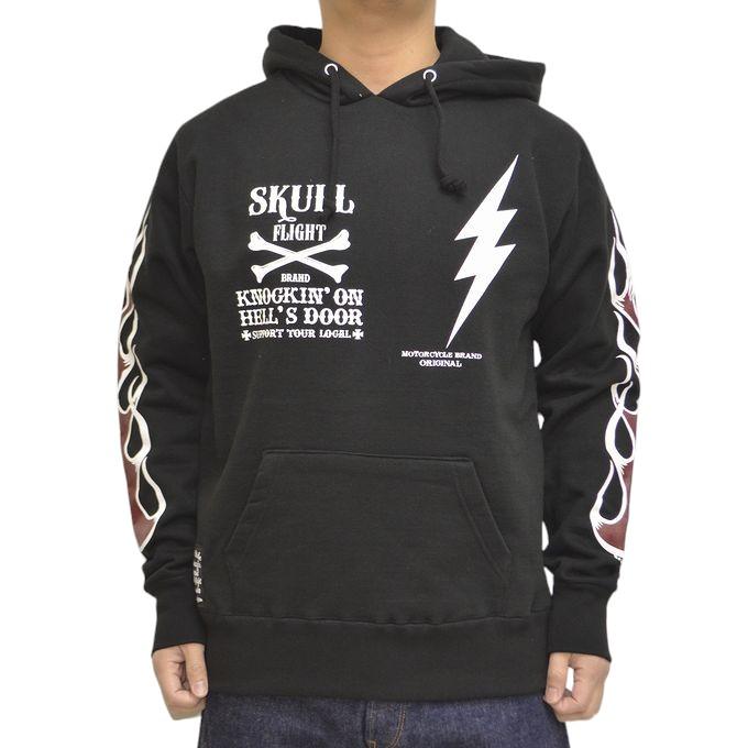 SKULL FLIGHT（スカルフライト） 裏起毛 プルオーバー パーカー クロス 