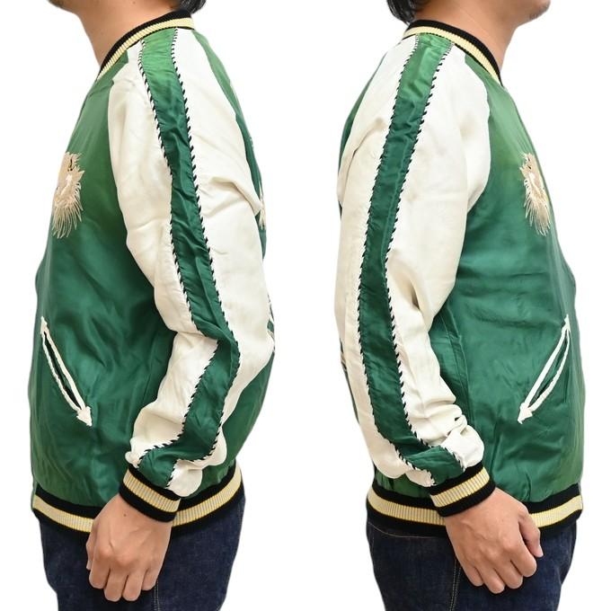 テーラー東洋　スカジャン　緑×ホワイト　東洋エンタープライズ テーラー東洋スカジャン ACETATE SOUVENIR JACKET “WHITE DRA